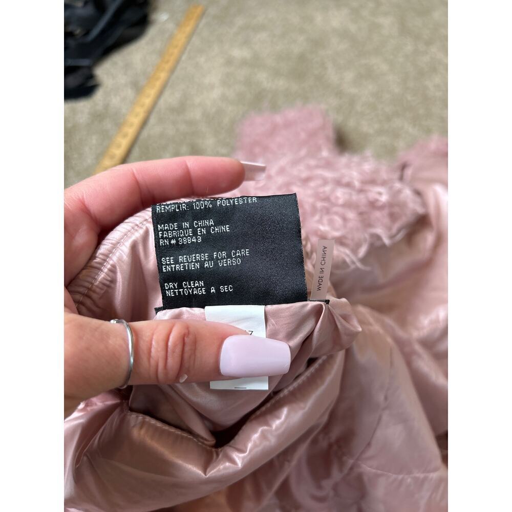 Via Spiga Reversible Curly Faux Fur Coat Lightweight reversible dusty pink curly - Picture 8 of 14